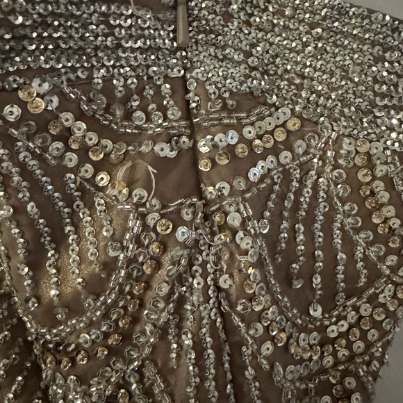 Black Label Strapless Tan Pink Cocktail Sheath Dress - Picture 6 of 9